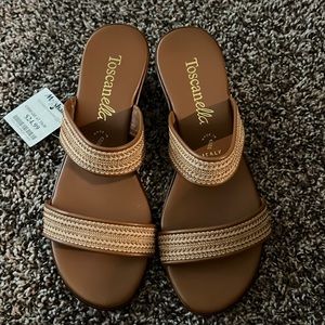 EUC Brown Casual Slip-On Sandals with Cushioned Footbed